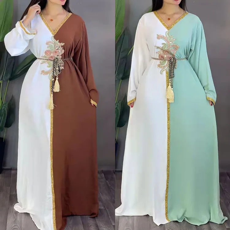 Moroccan caftan in regal colors, perfect for cultural events.